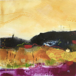 Original Acrylic And collage Painting, Sunset