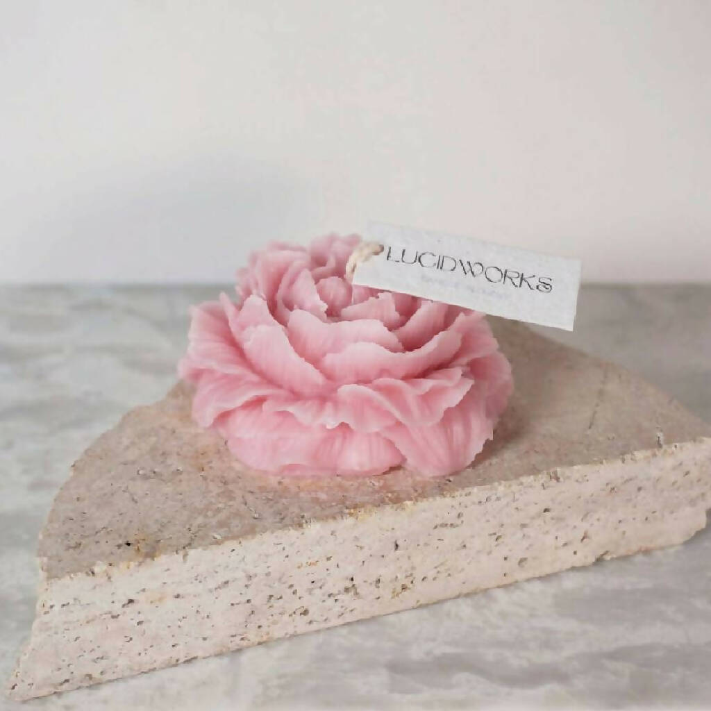 Pink Peony Soy Pillar Decor Candle