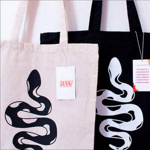 Snake Print Cotton Tote Bag