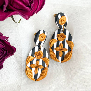 Striped French Scroll Earrings