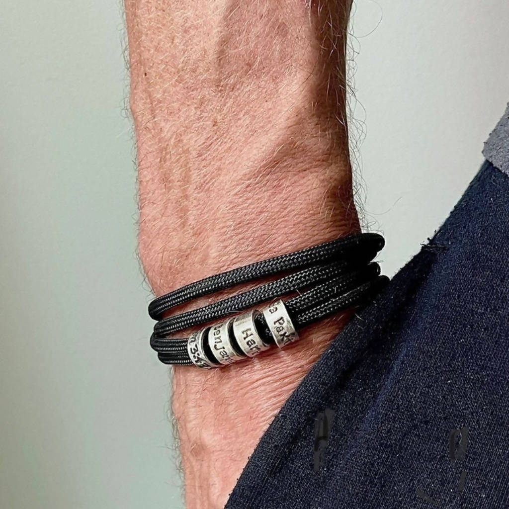 Men's Personalised Paracord & Bead Bracelet