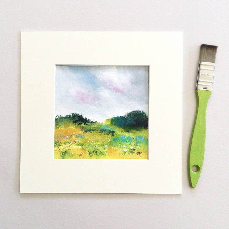 Small Original Acrylic painting on paper, Cloud Study 3