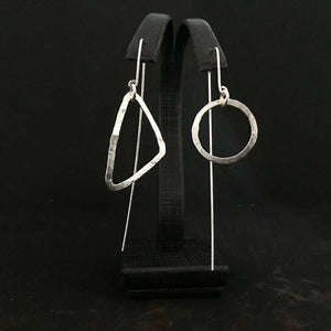 Mis-matched earrings - Rectangle Circle