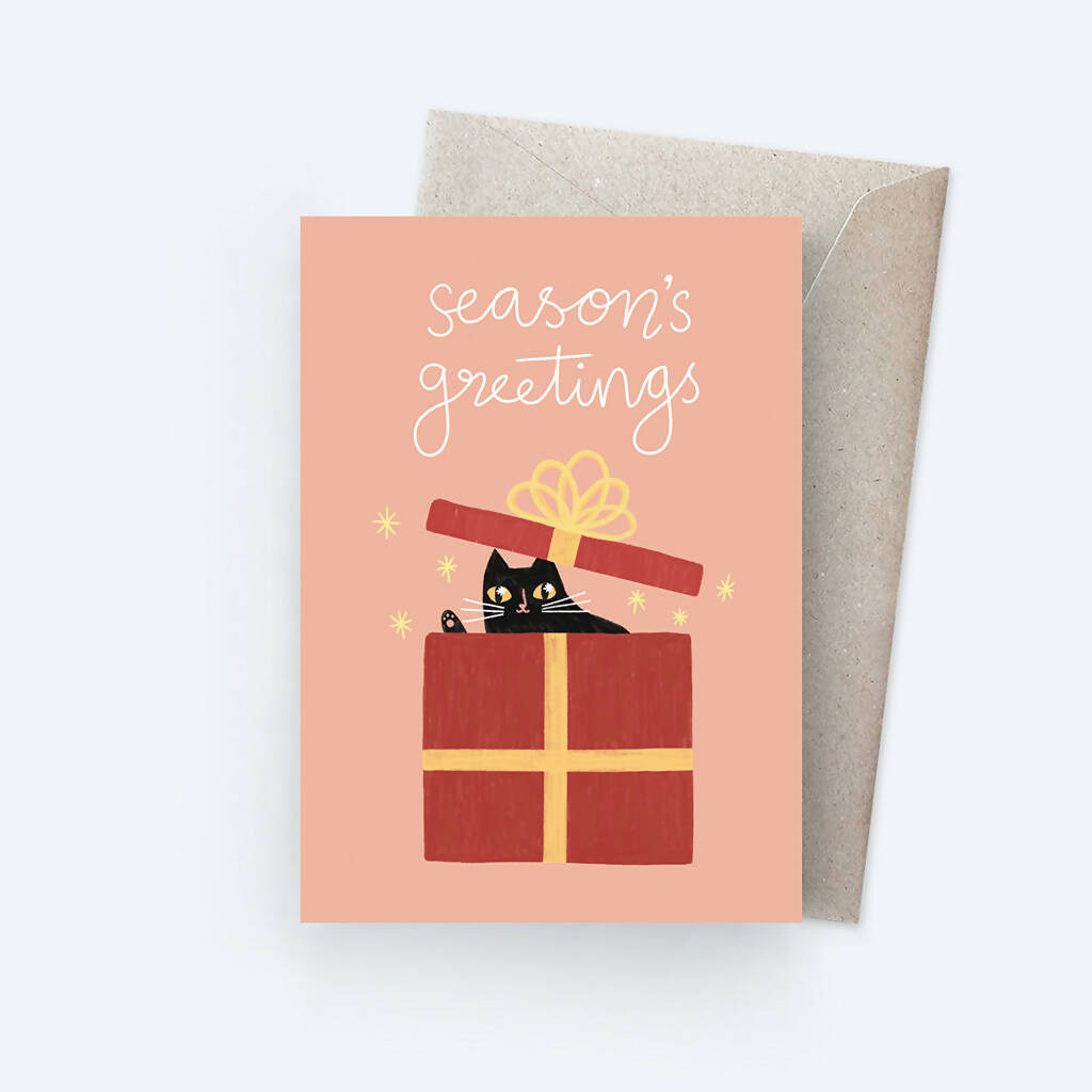 Season's Greetings from a Cat Greeting Card