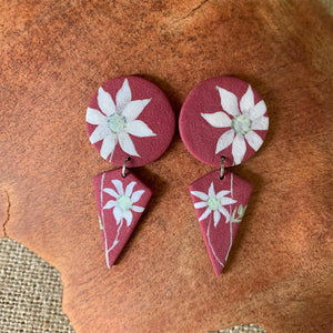 Flannel Flower. Australian native flowers. Polymer clay botanical earrings. Inspired by nature.