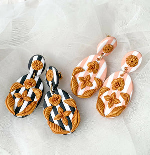 Striped French Scroll Earrings