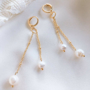 Handmade Fresh Water Pearl/ Gold plated statement earrings