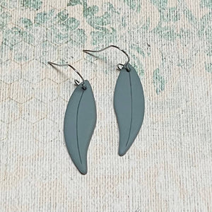 Dusky Blue Leaf Earrings