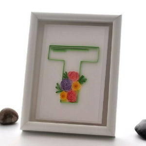 Floral Initial T Greeting Card