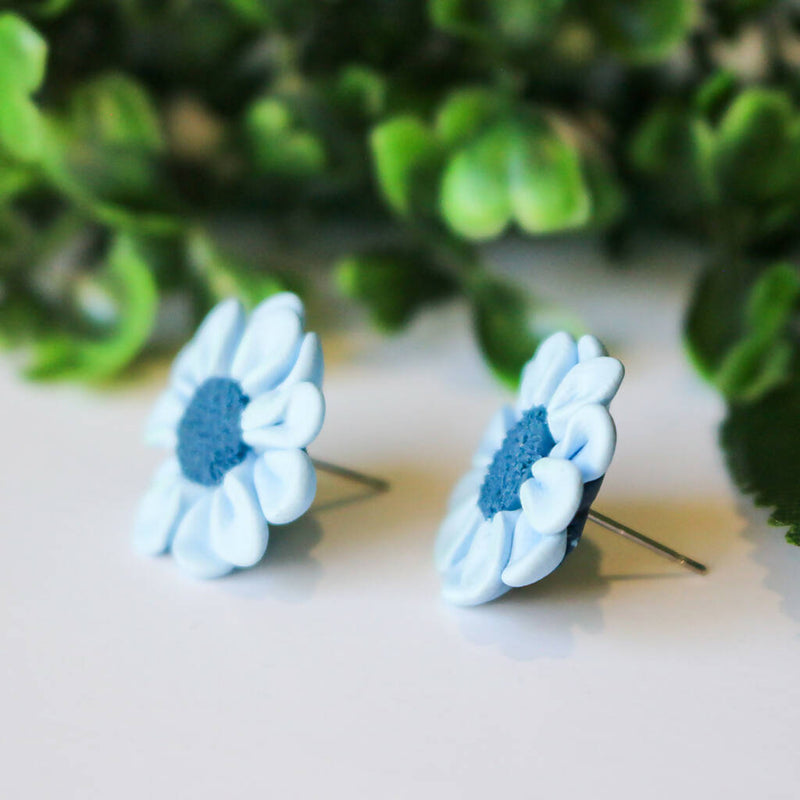 Handmade Blue Daisy Studs