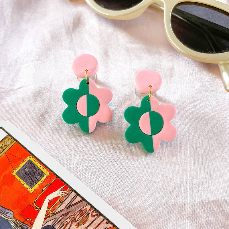 The Patti's: Two Toned Flower Handmade Dangles