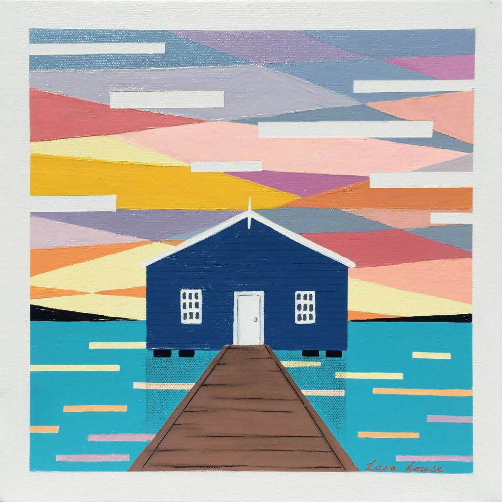 Copy of The Blue Boathouse V , Perth - painting on canvas - Handmade In Busselton
