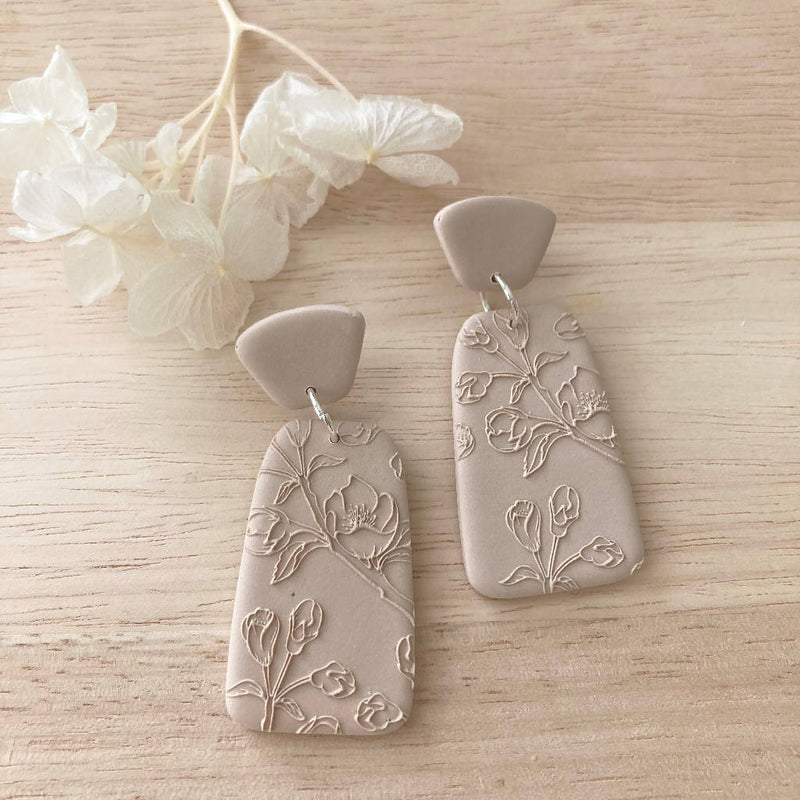 Nude Flower Textured Dangles