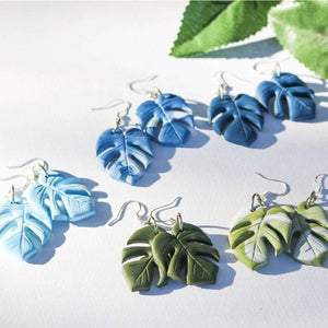 Monstera Leaf Polymer Clay Dangles, Handmade Earrings, Multiple Colours, Made in Australia