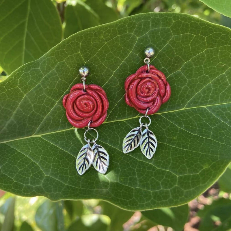 A Court of Thorns and Roses - Spring Court Rose Polymer Clay Earrings