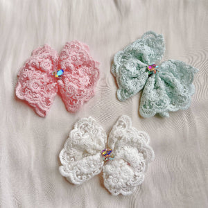 3 colors embroidery floral Baby Bow clips
