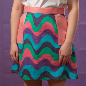 60s psychedelic wave print skirt