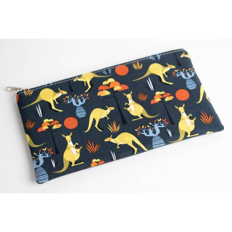 Yellow Kangaroo Zippered Pouch