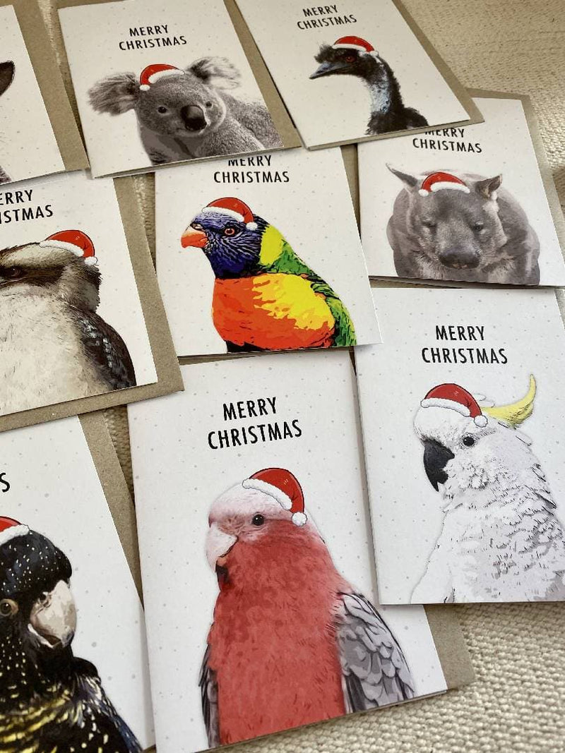 Pack of 12 Mixed Australian Wildlife Animal Christmas Cards Plus Bonus 4 Gift Tags